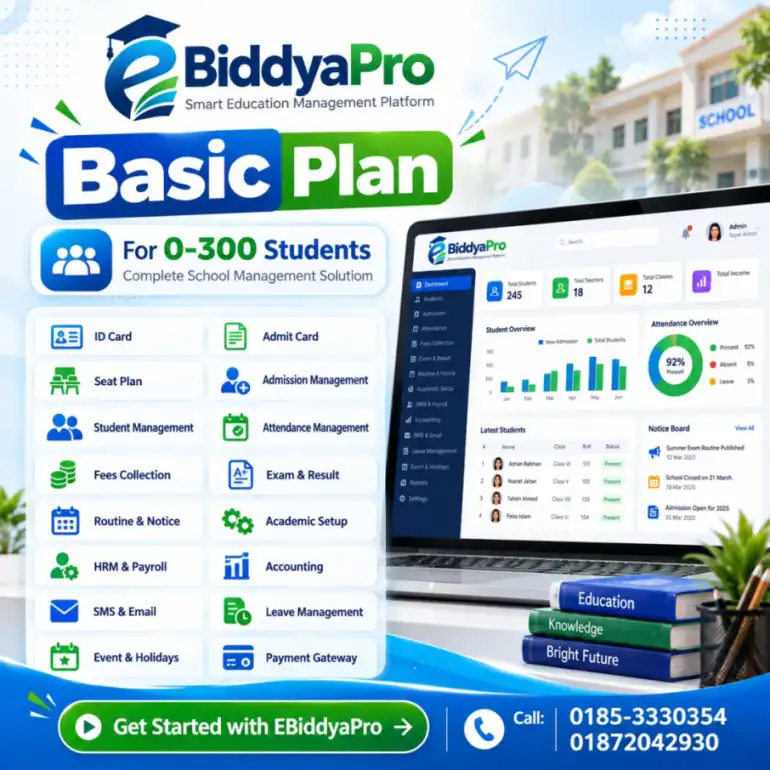 EBiddyaPro Basic Plan – School Management Software