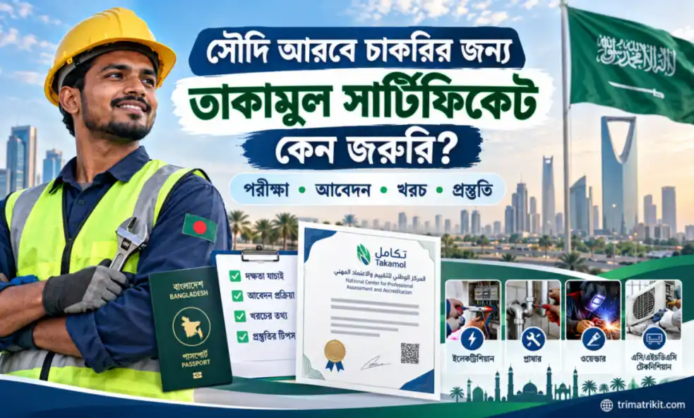 তাকামুল সার্টিফিকেট  সৌদি চাকরি, পরীক্ষা, খরচ ও আবেদন